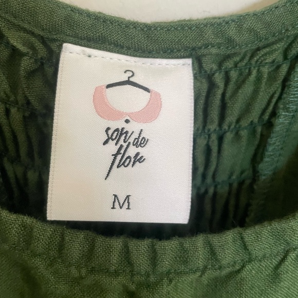 Son de Flor Dark green linen dress - Picture 3 of 7